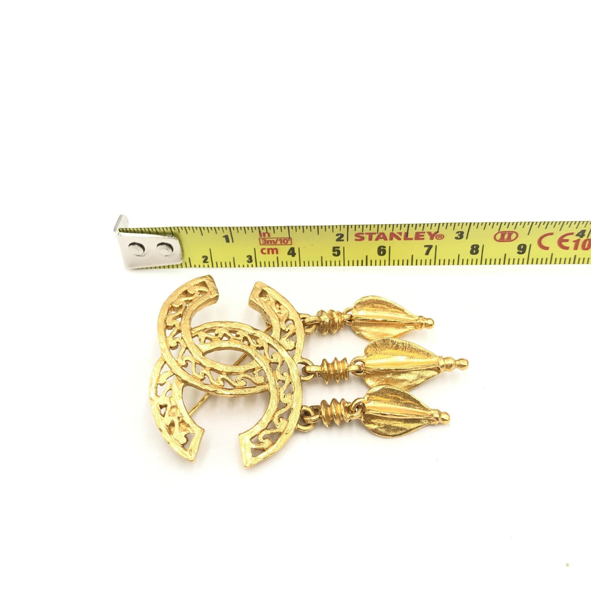 Chanel Gold Plated CC Logo Brooch