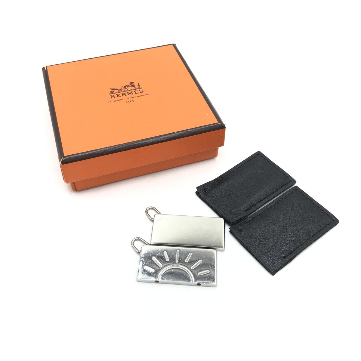 Hermès Silver Tone Half Sun Pendant Set