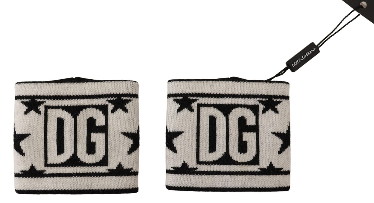 Dolce & Gabbana White Black Wool Logo #DGMILLENNIALS Wristband