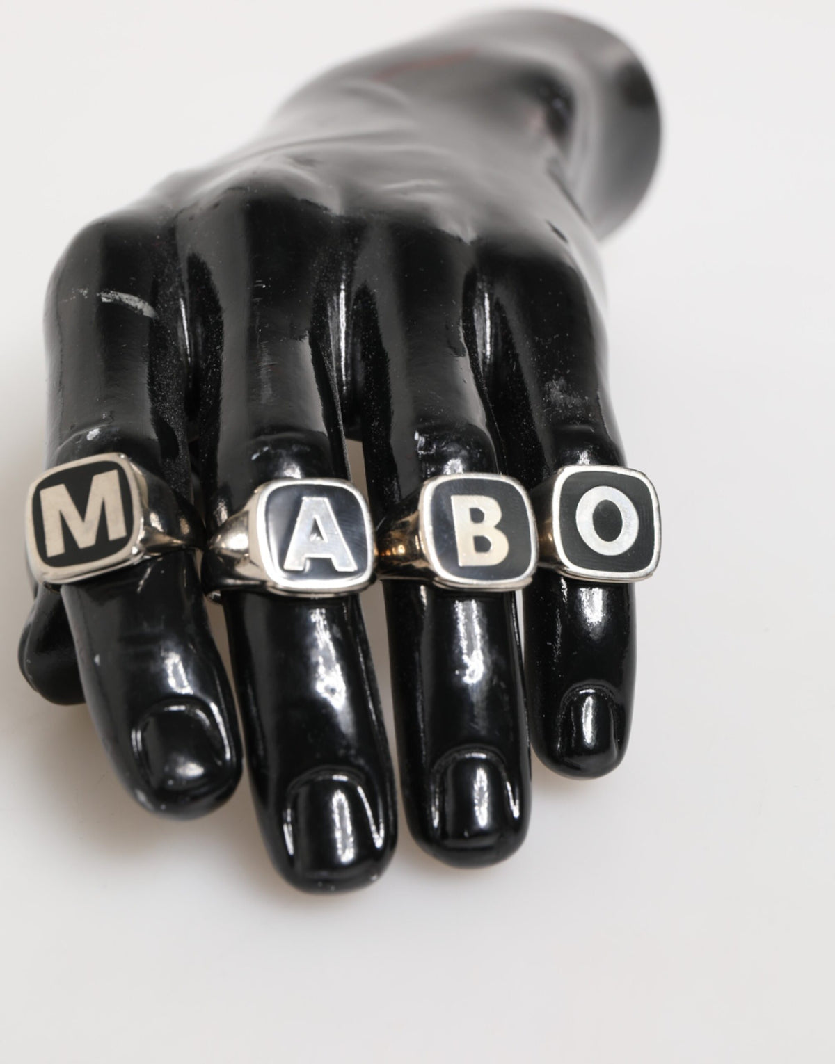 Dolce & Gabbana Silver Tone Brass Lettering Set 5 Pieces Adjustable Ring