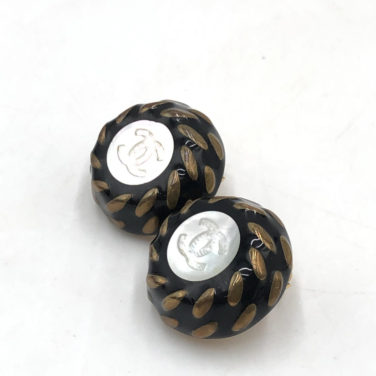 Chanel CC Button Clip-On Earrings