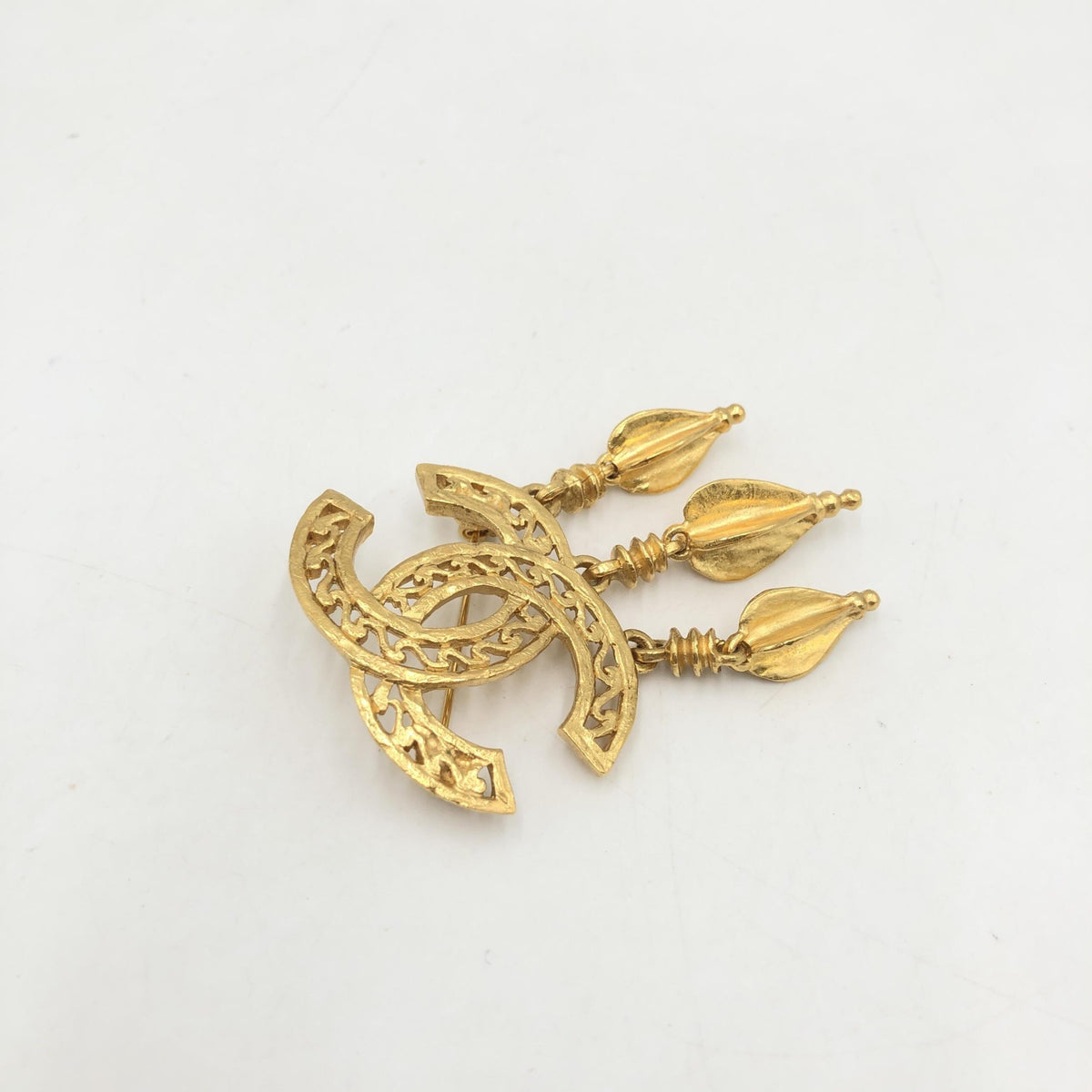 Chanel Gold Plated CC Logo Brooch