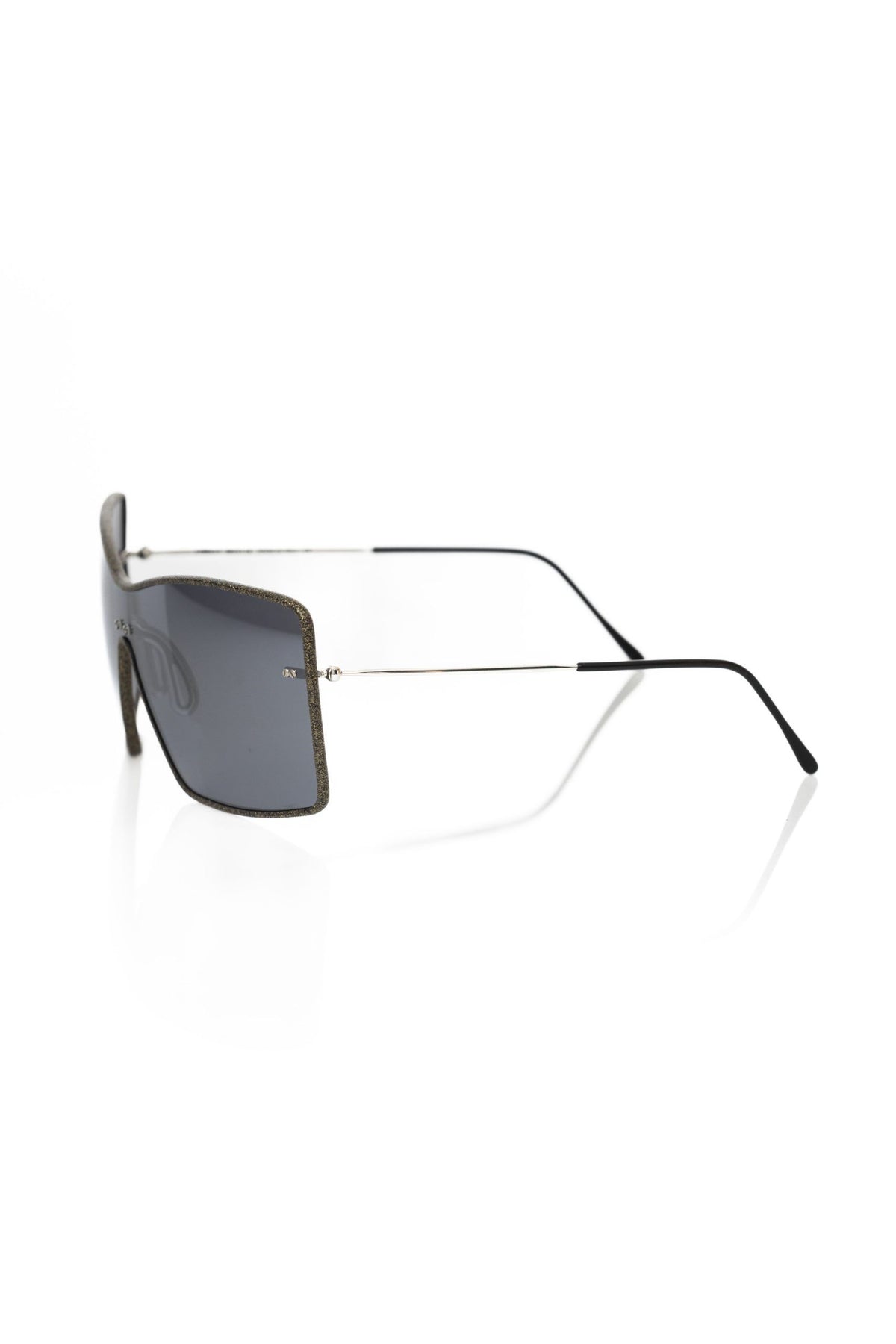 Frankie Morello Black Metallic Fiber Women Sunglasses