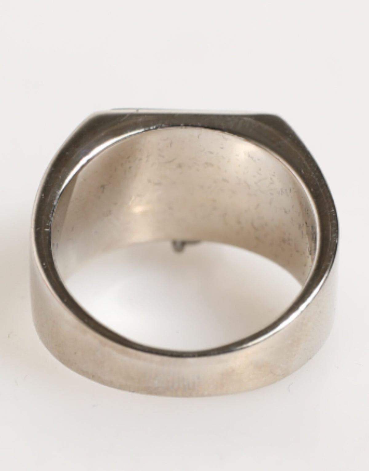 Dolce & Gabbana Silver Tone Pyramid DG Logo Real Brass Ring